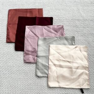 Bundle Lot 5 Silk Ashear Italy Made Hand Rolled Portugal Solid Square Scarves